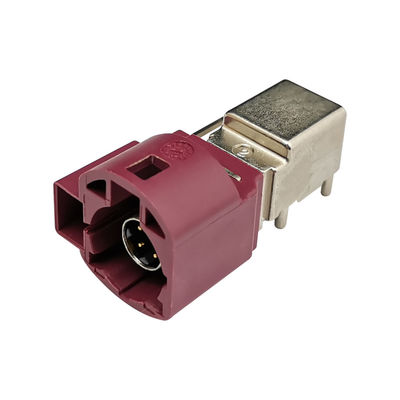 Car GSM FAKRA Antenna Connector , RF Coaxial PCB Mount FAKRA Code D